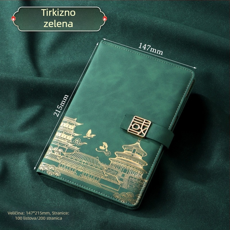 A5 bilježnica s umjetnom kožom, šivano uvez, poslovnog stila, poklon kutija s prilagođenim logotipom