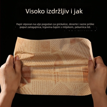 Debeli papir za pečenje s premazom od silikona, papir za prženje koji upija masnoću – pogodan za pomfrit, burgere i kruh