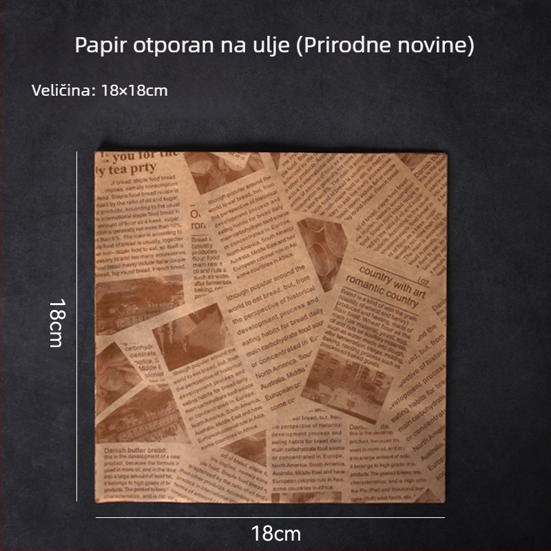 Debeli papir za pečenje s premazom od silikona, papir za prženje koji upija masnoću – pogodan za pomfrit, burgere i kruh
