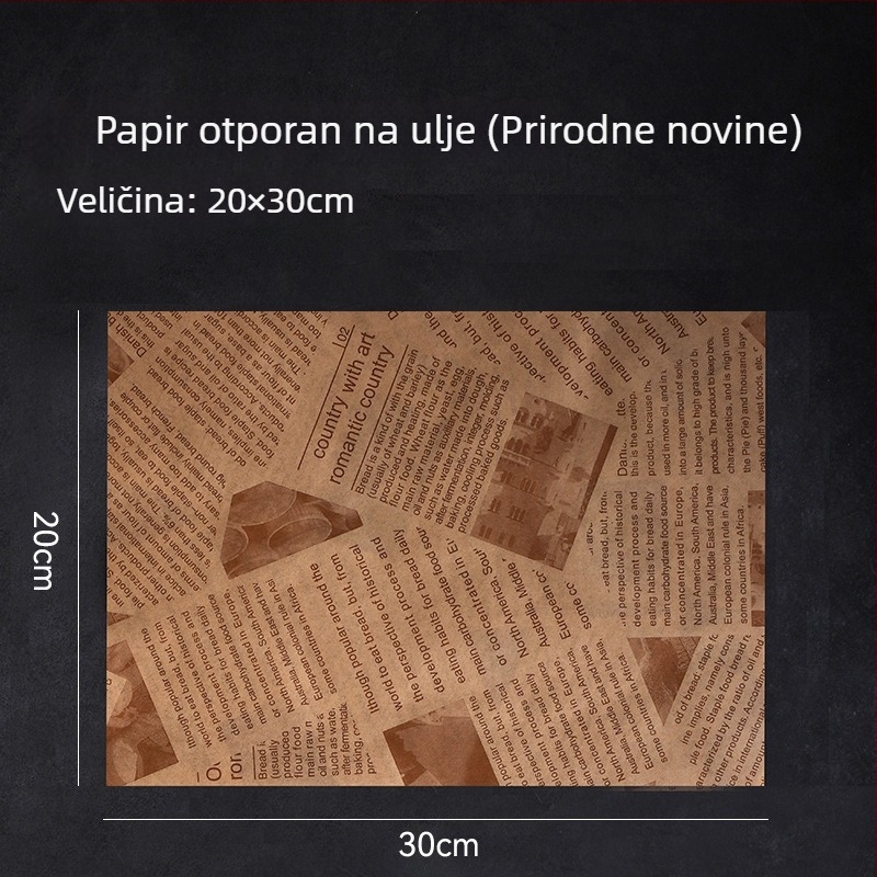 Debeli papir za pečenje s premazom od silikona, papir za prženje koji upija masnoću – pogodan za pomfrit, burgere i kruh