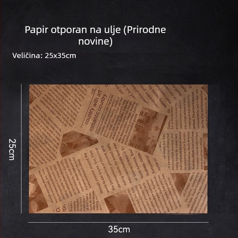 Debeli papir za pečenje s premazom od silikona, papir za prženje koji upija masnoću – pogodan za pomfrit, burgere i kruh