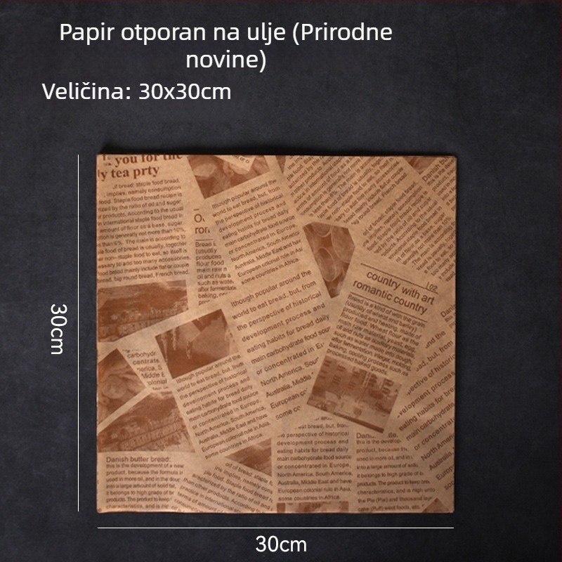 Debeli papir za pečenje s premazom od silikona, papir za prženje koji upija masnoću – pogodan za pomfrit, burgere i kruh