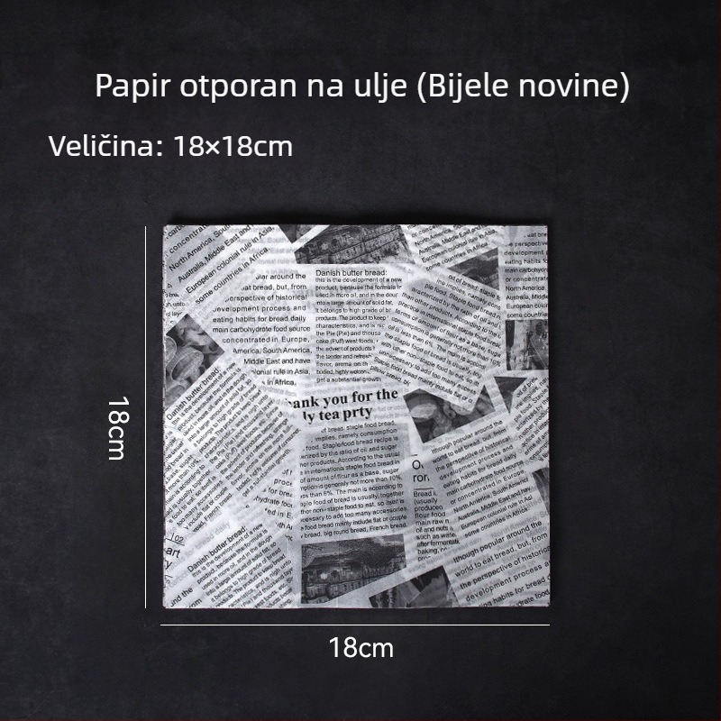 Debeli papir za pečenje s premazom od silikona, papir za prženje koji upija masnoću – pogodan za pomfrit, burgere i kruh