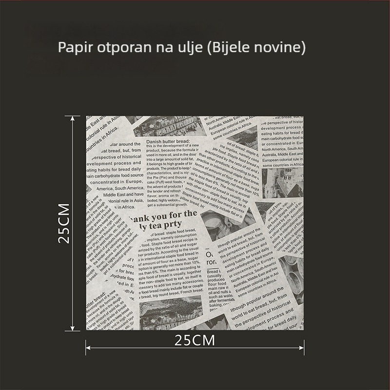 Debeli papir za pečenje s premazom od silikona, papir za prženje koji upija masnoću – pogodan za pomfrit, burgere i kruh