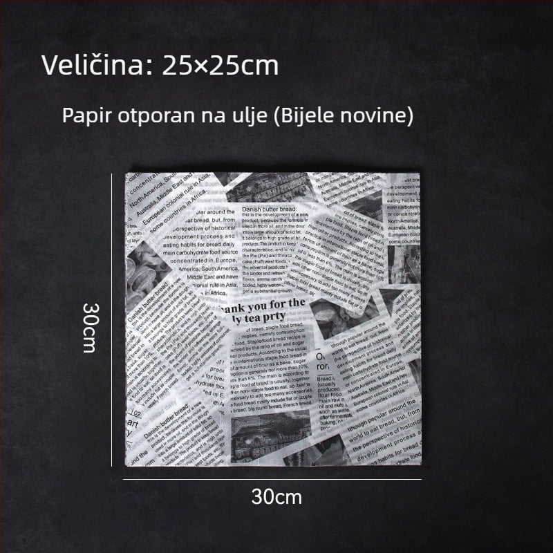 Debeli papir za pečenje s premazom od silikona, papir za prženje koji upija masnoću – pogodan za pomfrit, burgere i kruh