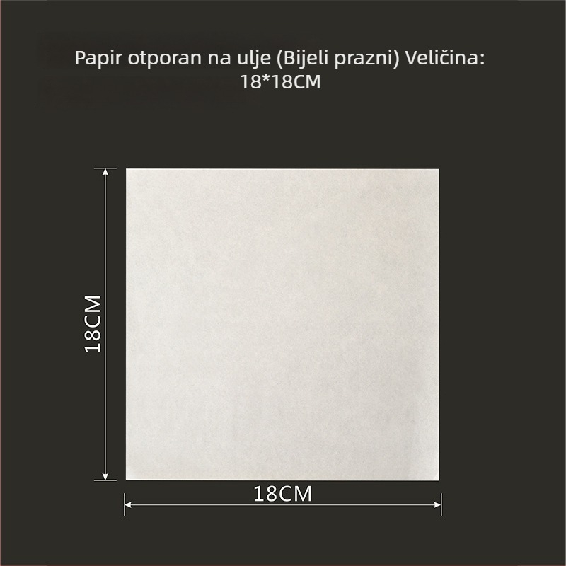 Debeli papir za pečenje s premazom od silikona, papir za prženje koji upija masnoću – pogodan za pomfrit, burgere i kruh