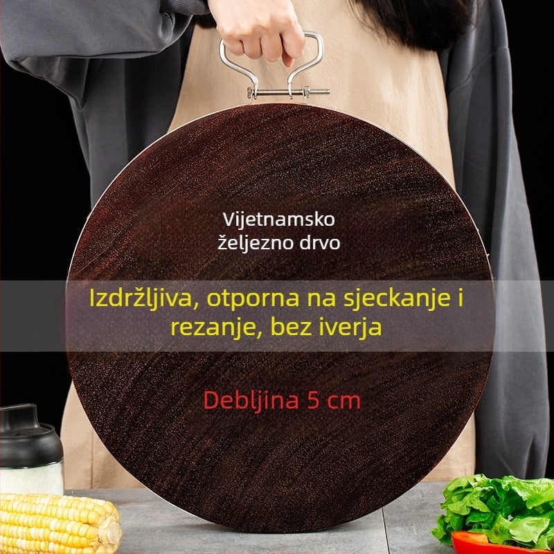 Daska za rezanje od vietnamskog željeznog drveta, okrugla masivna drvena daska za kuhinju
