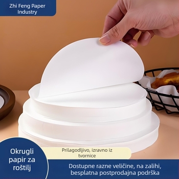 Kružni papir za pečenje s kvalitetom hrane, silikonom premazan, upija masnoću, jednokratni papir za roštilj