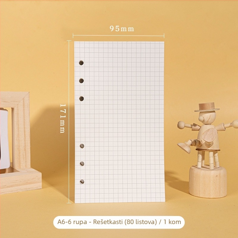 Morning 100 g unutarnji zamjenski listovi za A7 bilježnicu, sa 6 rupa, vodoravnim linijama, točkastom mrežom i praznim kvadratnim mrežama; kompatibilno s rupama 9, 20 i 24.