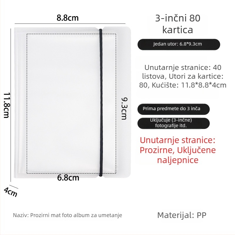 3-inčni fotoalbum s pretincima za fotografije u Polaroid stilu, zbirka fotografija, male kartice i razglednice, skladišni album različitih veličina.