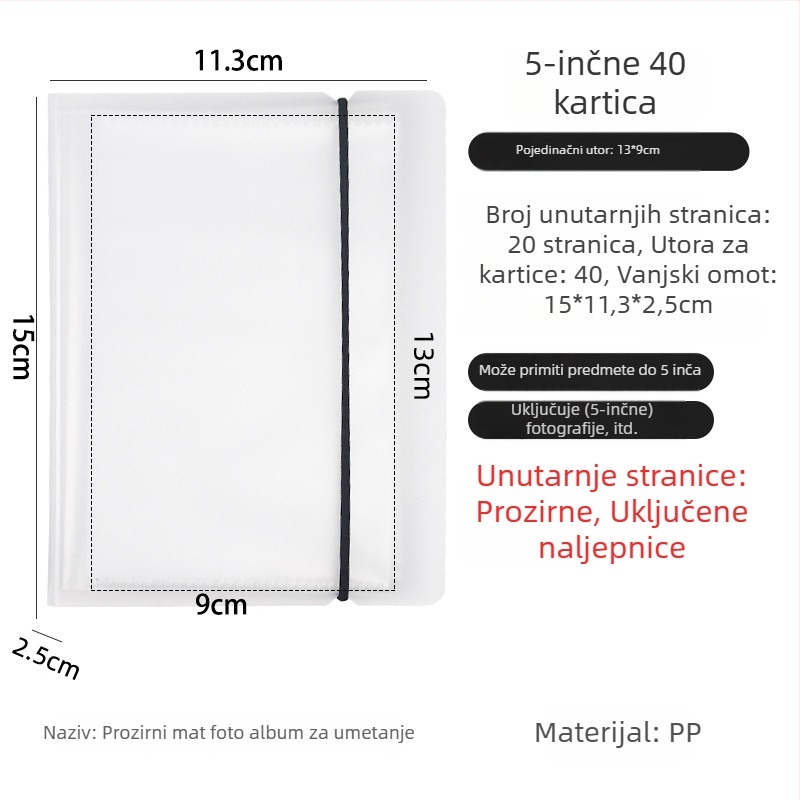 3-inčni fotoalbum s pretincima za fotografije u Polaroid stilu, zbirka fotografija, male kartice i razglednice, skladišni album različitih veličina.