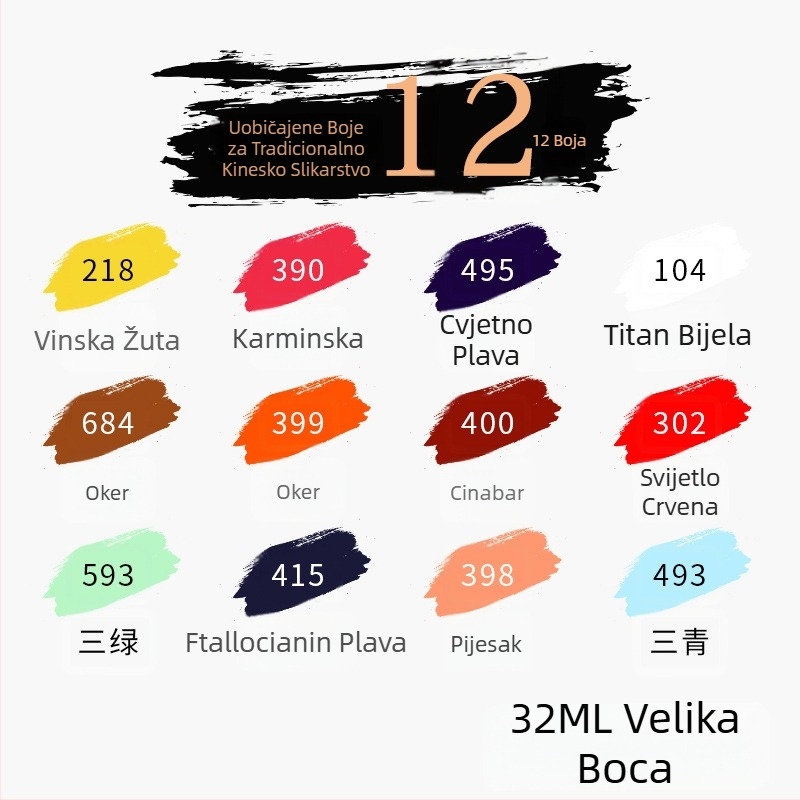 Mali marka 32ml pigment za kinesko slikanje – ink wash, krajina i Gongbi – jedna cijev, velik kapacitet, za početnike