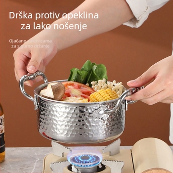 Mini lonac za jedan s 304 nehrđajućeg čelika s poklopcem, promjera 16 cm, zapremina 2,1–4 L, dno sa tri sloja
