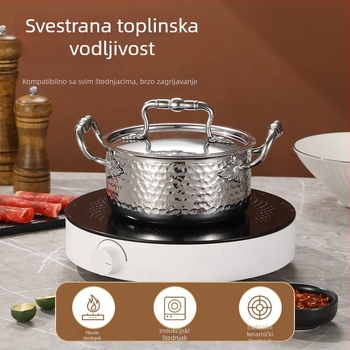 Mini lonac za jedan s 304 nehrđajućeg čelika s poklopcem, promjera 16 cm, zapremina 2,1–4 L, dno sa tri sloja
