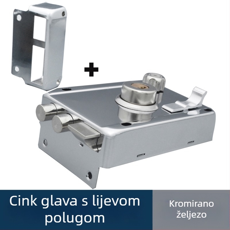 Starinska brava protiv krađe za vanjska vrata, metalna, komplet