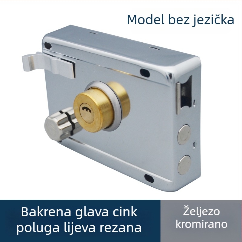Starinska brava protiv krađe za vanjska vrata, metalna, komplet
