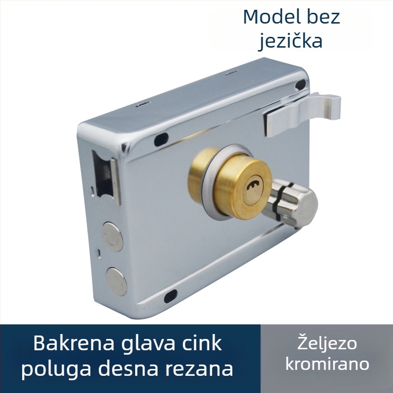 Starinska brava protiv krađe za vanjska vrata, metalna, komplet