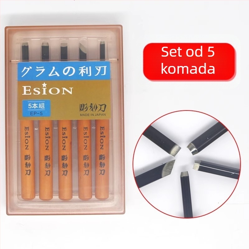 ESION 5-djelni set alata za drvorezbarstvo – rezbarenje drveta i graviranje gumastih otisaka