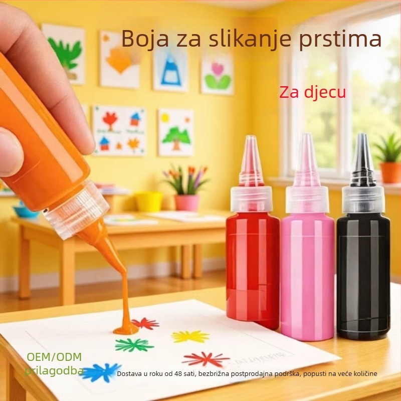 Dječji set boja za prste 100 ml, perive boje gouache, akvarel i akril
