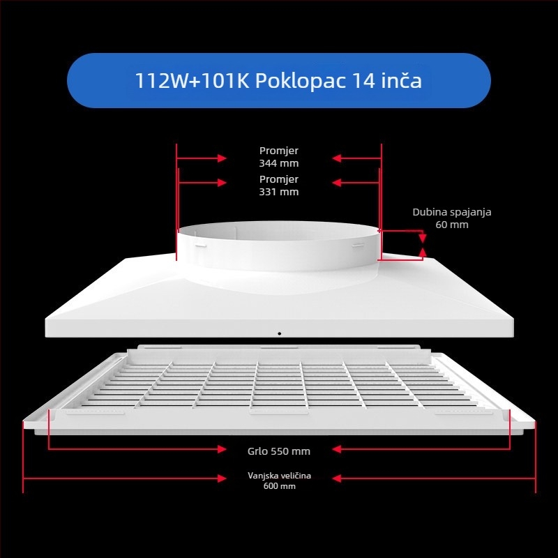 ABS plastična rešetka za središnji klimatizacijski sustav, zraka difuzor, 300×300 mm