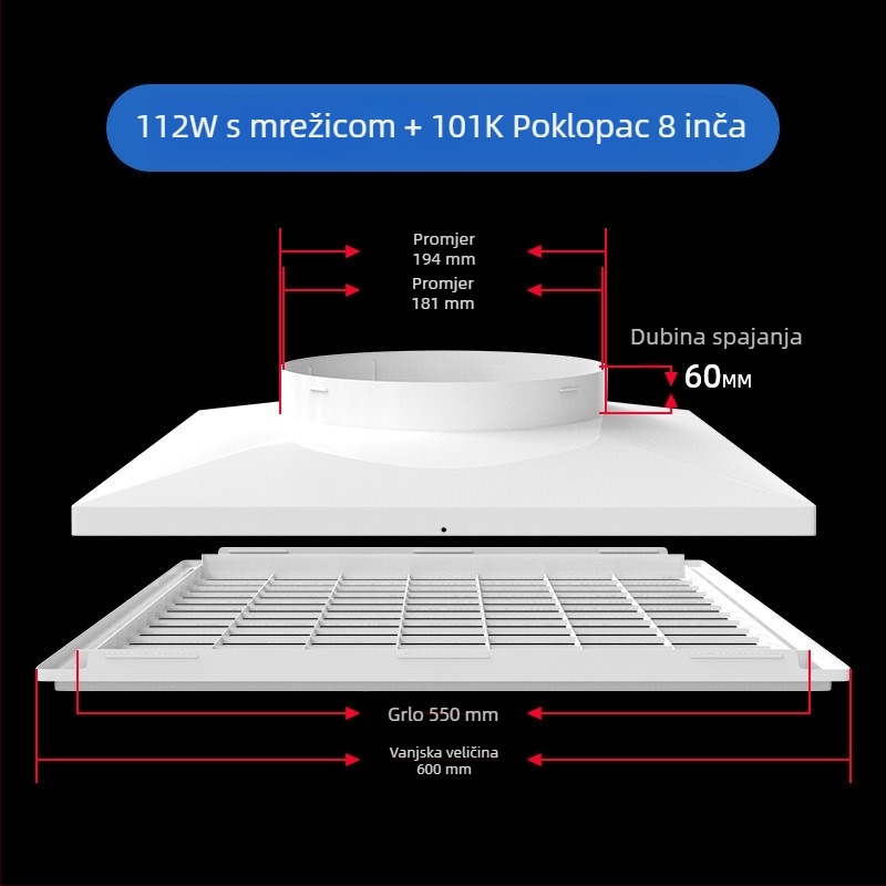 ABS plastična rešetka za središnji klimatizacijski sustav, zraka difuzor, 300×300 mm