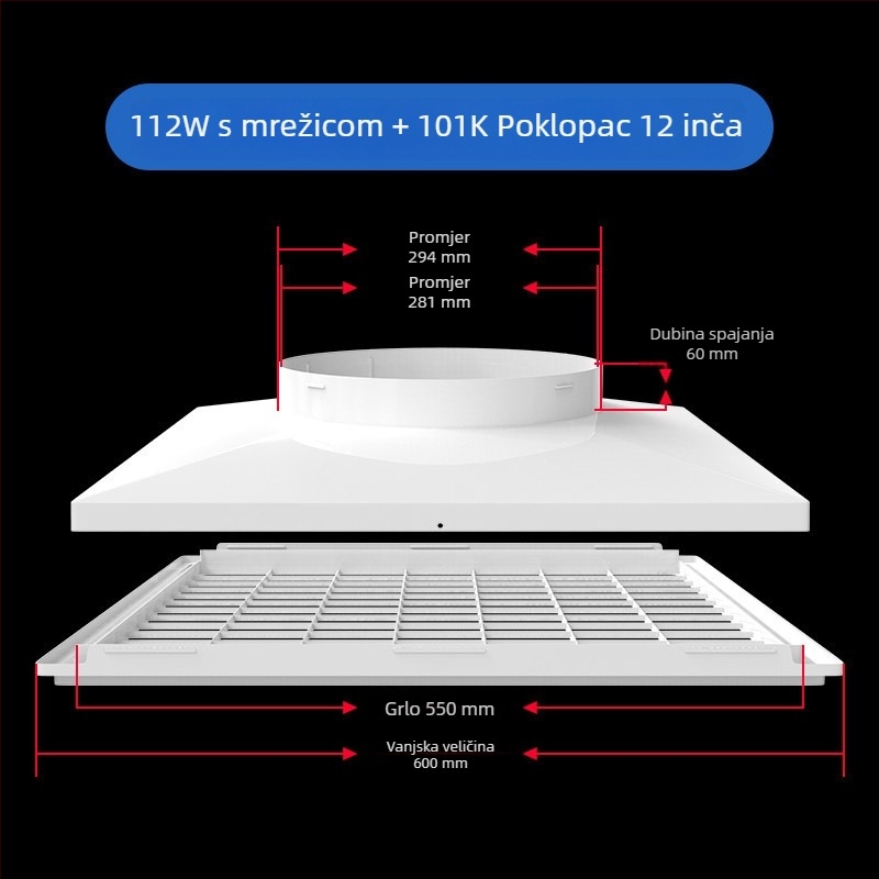 ABS plastična rešetka za središnji klimatizacijski sustav, zraka difuzor, 300×300 mm