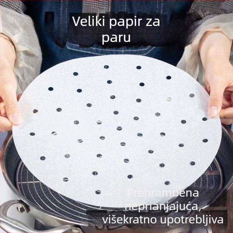 Jednokratni veliki papir za parenje za kućnu upotrebu, silikonski papir za pečenje bez ljepila, pogodan za parenje i pečenje kruha i peciva, kvaliteta hrane