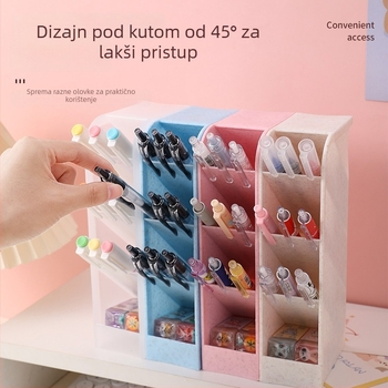 Prozirni nagnuti držač pera na stolu – višenamjenski plastični držač za školske potrepštine