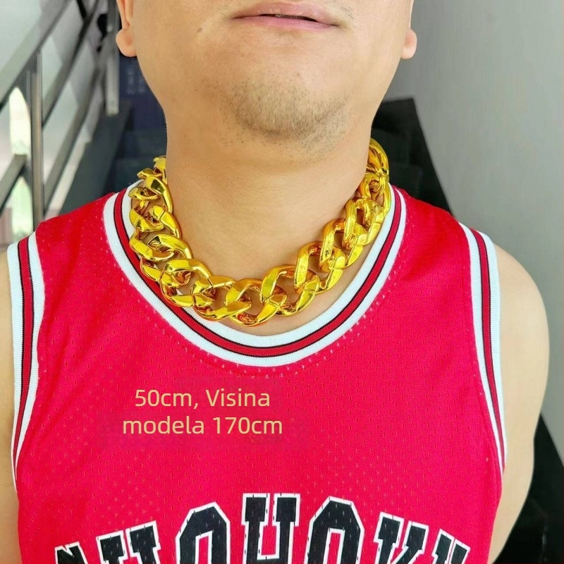 Muška hip-hop zlatna ogrlica od plastike, lažno zlato, izuzetno debela, rekvizit za livestream