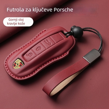 Kožna futrola za Porsche ključeve, visoke kvalitete, kompatibilna s Panamera, 718, Cayenne, Macan i 911