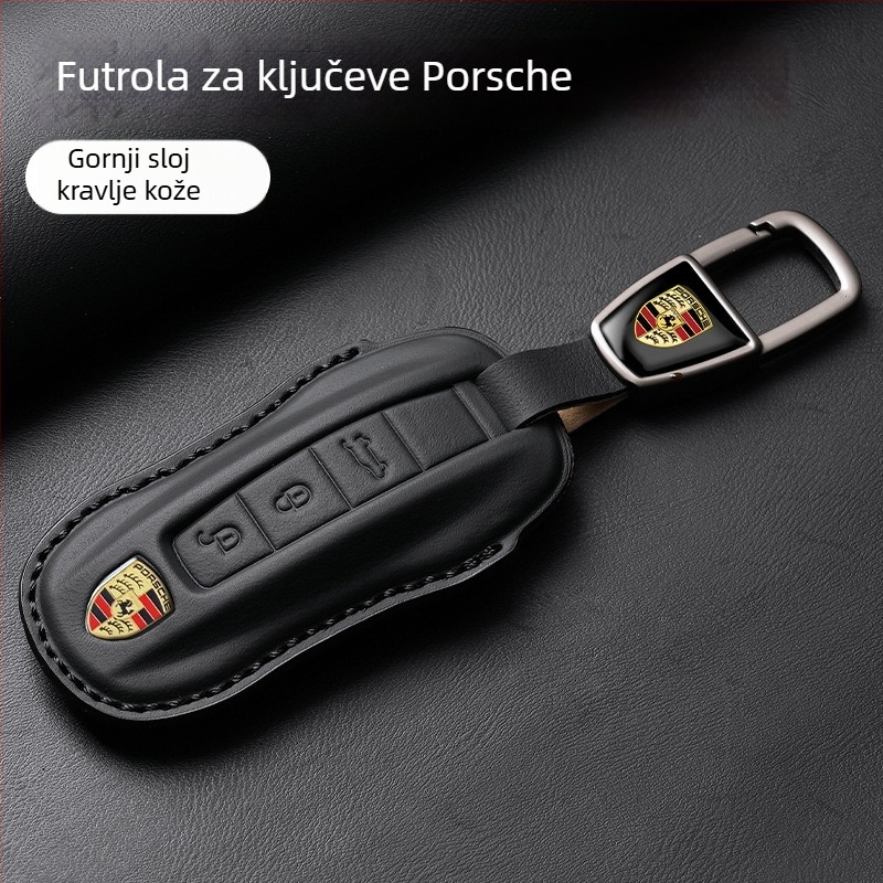 Kožna futrola za Porsche ključeve, visoke kvalitete, kompatibilna s Panamera, 718, Cayenne, Macan i 911