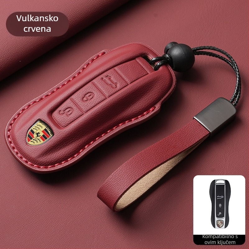 Kožna futrola za Porsche ključeve, visoke kvalitete, kompatibilna s Panamera, 718, Cayenne, Macan i 911