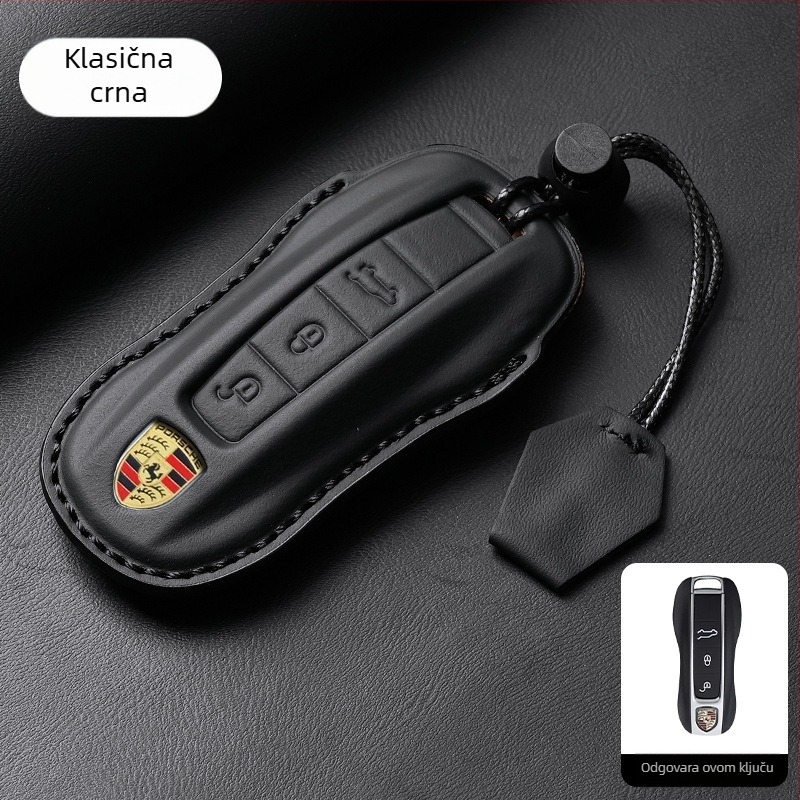 Kožna futrola za Porsche ključeve, visoke kvalitete, kompatibilna s Panamera, 718, Cayenne, Macan i 911