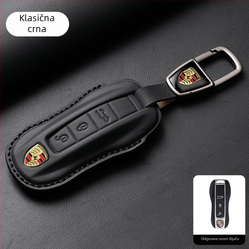 Kožna futrola za Porsche ključeve, visoke kvalitete, kompatibilna s Panamera, 718, Cayenne, Macan i 911
