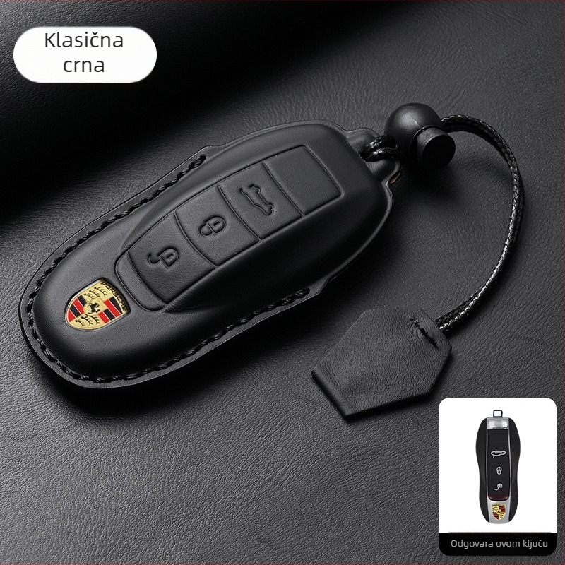 Kožna futrola za Porsche ključeve, visoke kvalitete, kompatibilna s Panamera, 718, Cayenne, Macan i 911