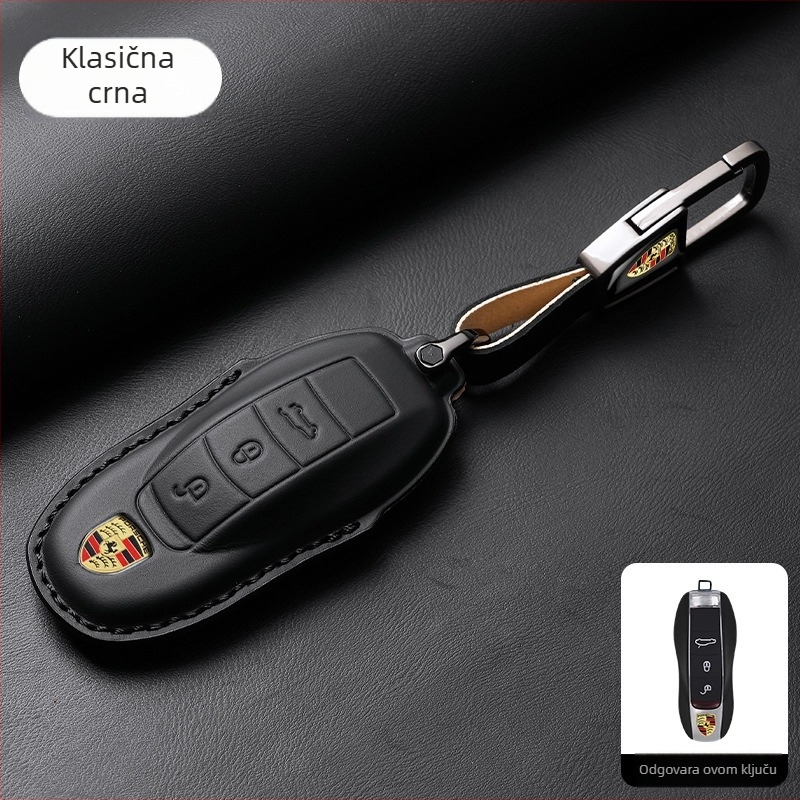 Kožna futrola za Porsche ključeve, visoke kvalitete, kompatibilna s Panamera, 718, Cayenne, Macan i 911