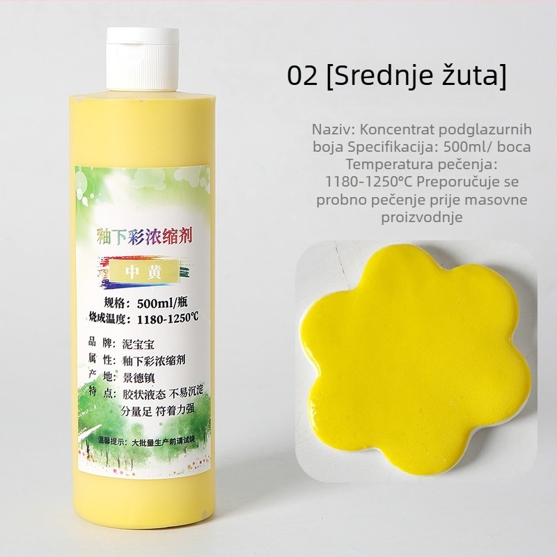 Podglazurni keramički pigment – srednje temperature za keramiku, oko 750 g, velika boca, Jingdezhen koncentrat za podglazurno slikanje