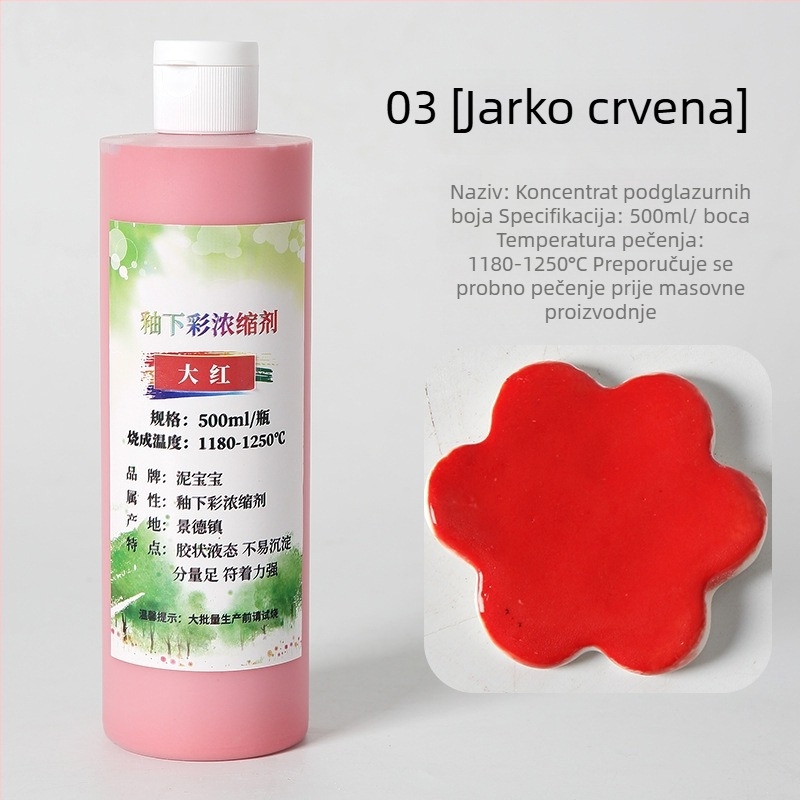 Podglazurni keramički pigment – srednje temperature za keramiku, oko 750 g, velika boca, Jingdezhen koncentrat za podglazurno slikanje