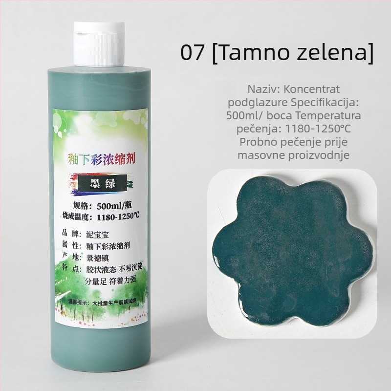 Podglazurni keramički pigment – srednje temperature za keramiku, oko 750 g, velika boca, Jingdezhen koncentrat za podglazurno slikanje