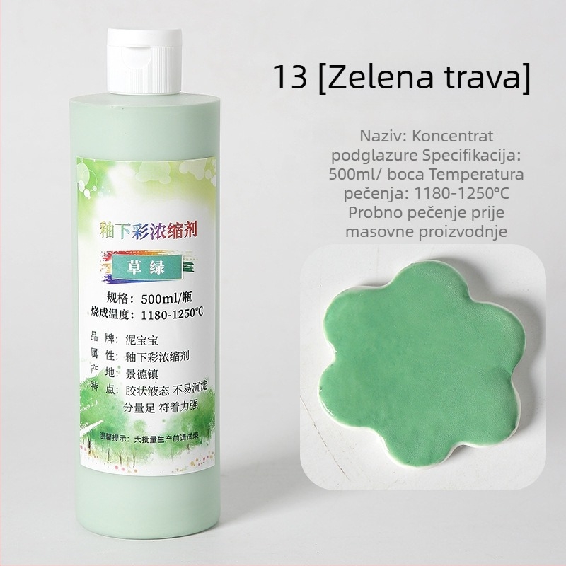 Podglazurni keramički pigment – srednje temperature za keramiku, oko 750 g, velika boca, Jingdezhen koncentrat za podglazurno slikanje
