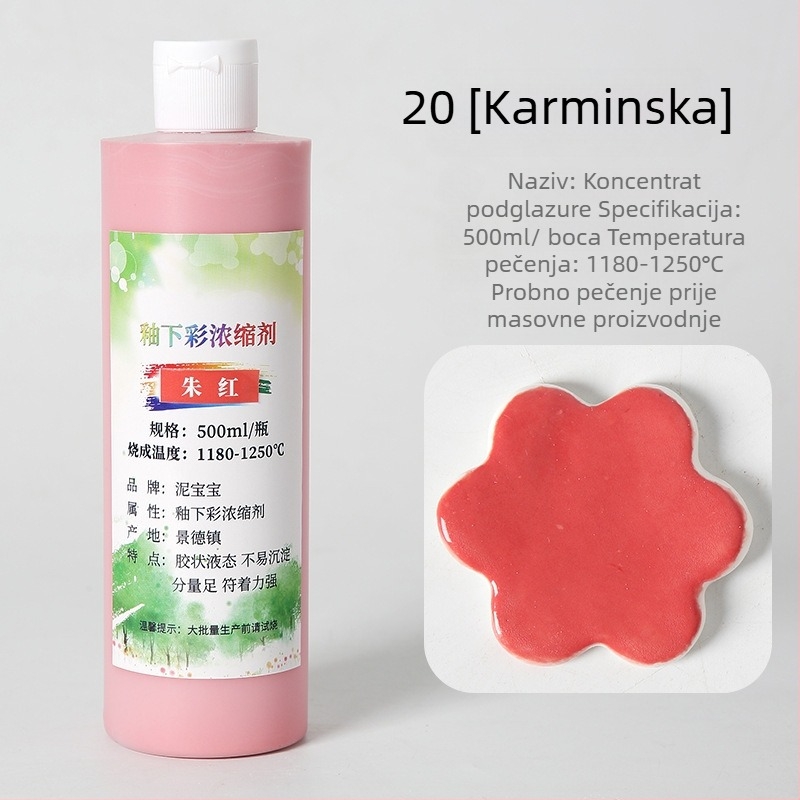Podglazurni keramički pigment – srednje temperature za keramiku, oko 750 g, velika boca, Jingdezhen koncentrat za podglazurno slikanje
