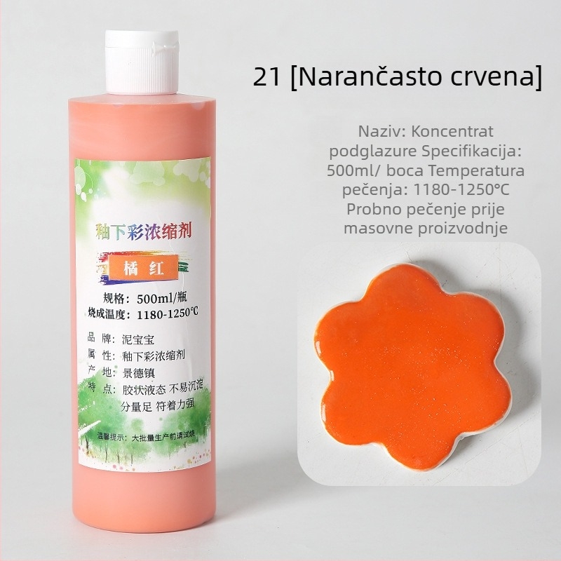 Podglazurni keramički pigment – srednje temperature za keramiku, oko 750 g, velika boca, Jingdezhen koncentrat za podglazurno slikanje