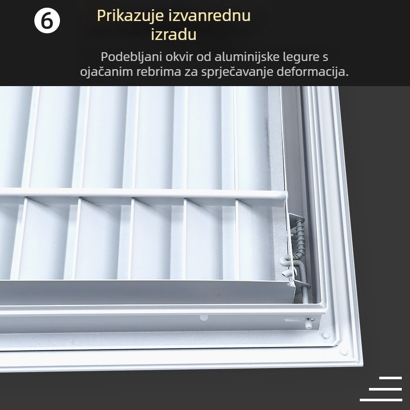 Lamelne rešetke od aluminijske legure s dekorativnim pokrovom za ispušni zrak klimatizacije, za vanjski zid i strop, kišu otporna grilja