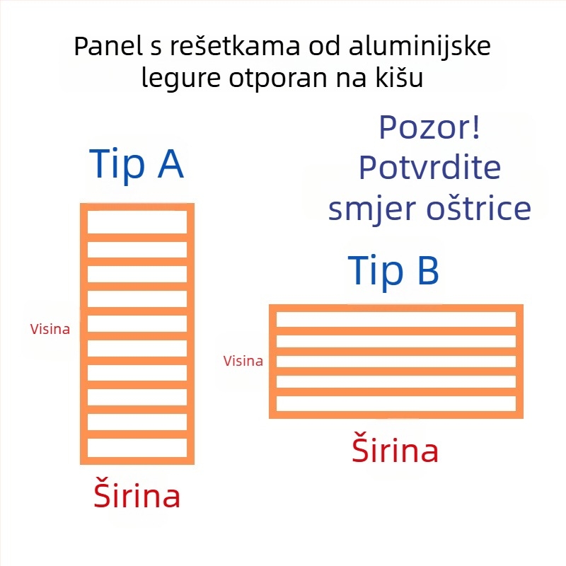 Lamelne rešetke od aluminijske legure s dekorativnim pokrovom za ispušni zrak klimatizacije, za vanjski zid i strop, kišu otporna grilja