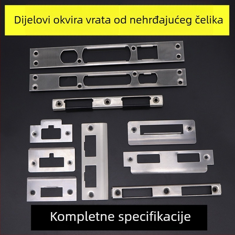 Set brave za drvena vrata: kućište brave, vodilica okvira vrata, pločica brave, rubna traka
