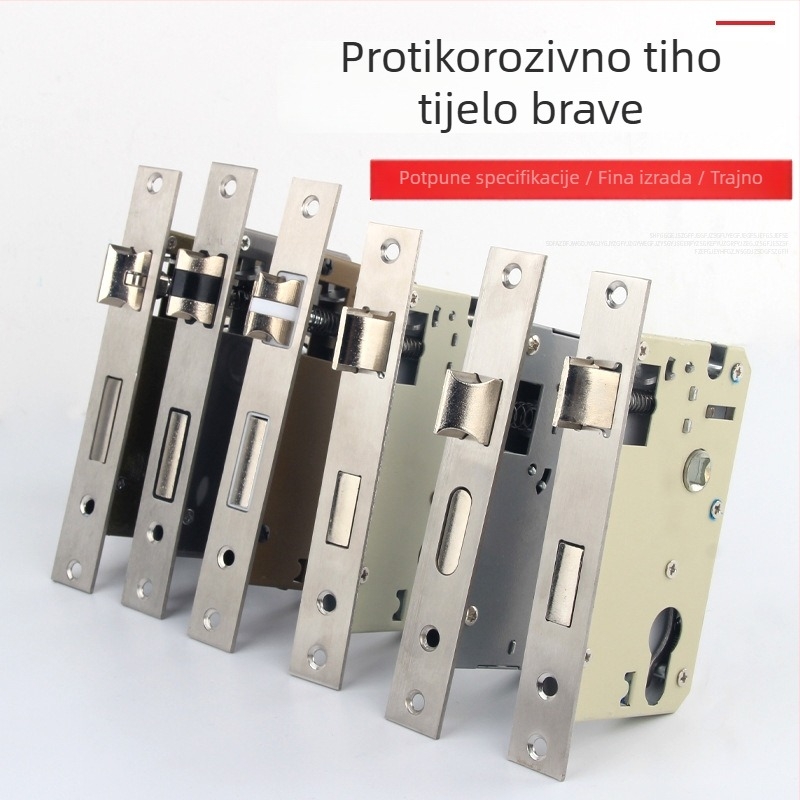 Unutarnji univerzalni mehanizam brave za drvena vrata, dimenzije 50/50/58, tih mehanizam, cilindar od nehrđajućeg čelika