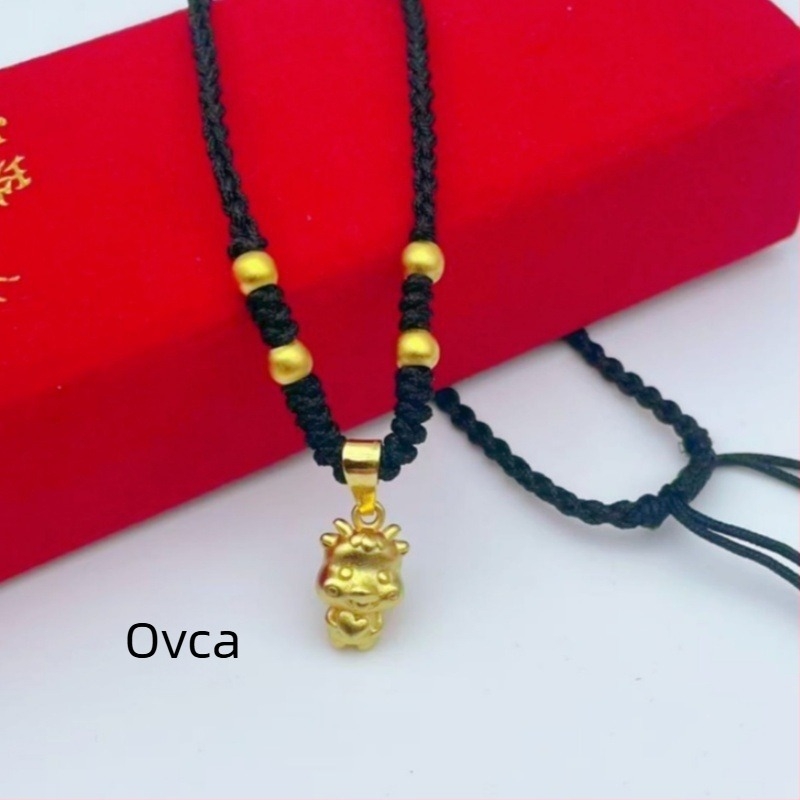 Unisex ogrlica s dvanaest horoskopskih privjesaka, pozlaćeni mesing, crveni konac, za odrasle i djecu