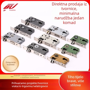 Unutarnja brava za drvena vrata 5058, magnetska, tih rad, tijelo od cinkove legure, ručica, ugradnja u utor, bez ključa