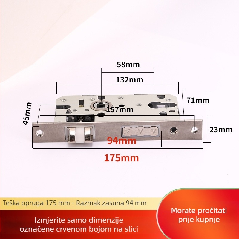 Unutarnja brava za drvena vrata 5058, magnetska, tih rad, tijelo od cinkove legure, ručica, ugradnja u utor, bez ključa