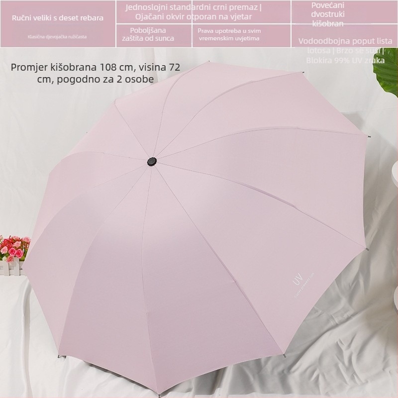 Automatski kišobran s prilagođenim logom, dvostruko sklopivi kišobran za sunce i kišu, UV zaštita